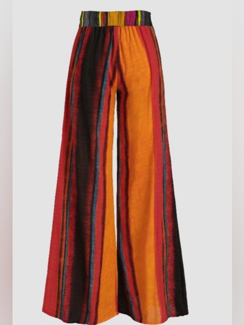 Cider Sunset Striped Wide-Leg Pull-on Pants Boho Festival Palazzo Resort Vacay - Picture 3 of 10